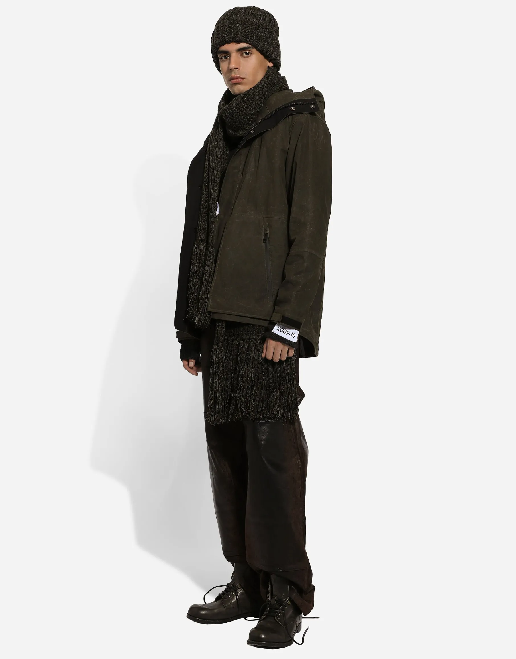 Lined technical fabric jacket with hood