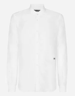 Linen Martini-fit shirt with DG hardware