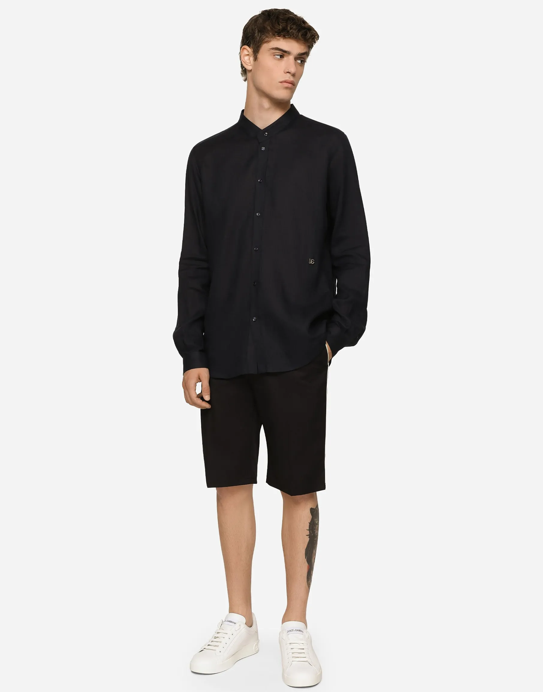 Linen Martini-fit shirt with DG hardware