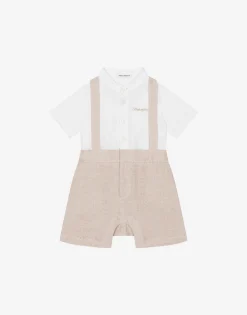 Linen onesie with straps and Dolce&Gabbana logo