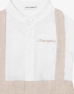 Linen onesie with straps and Dolce&Gabbana logo