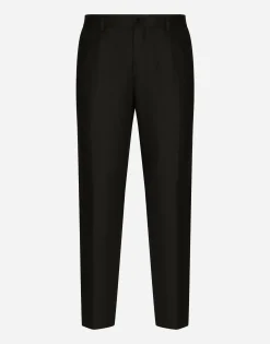 Linen pants with logo label