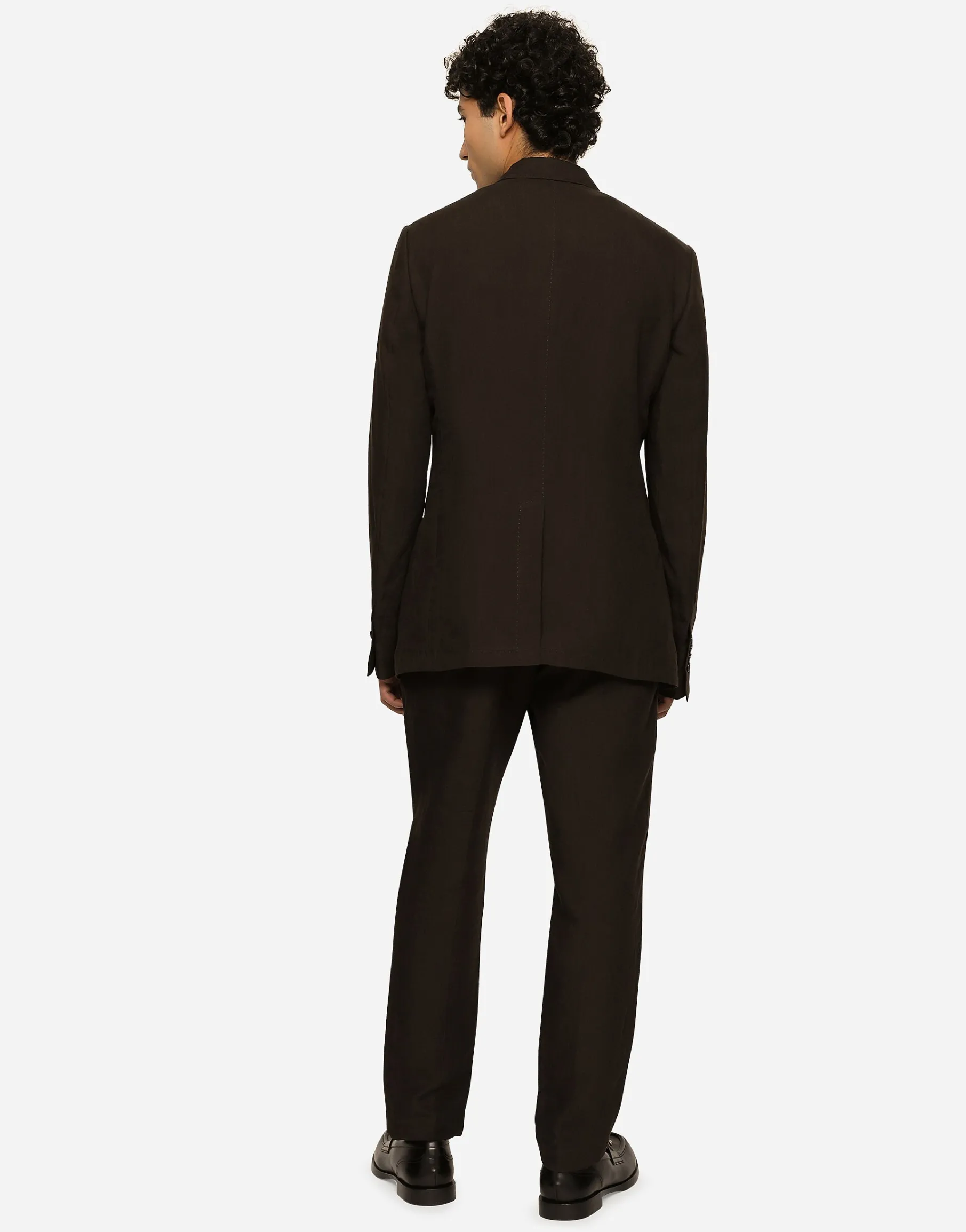 Linen pants with logo label