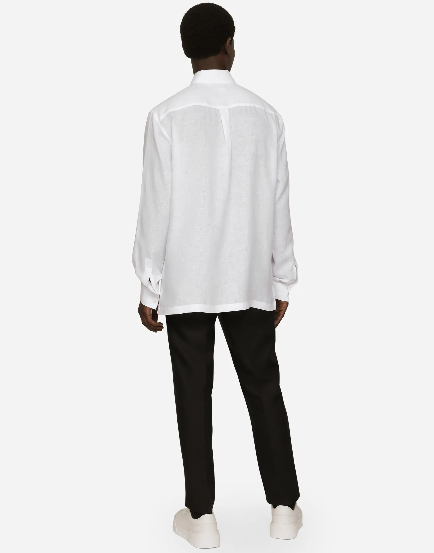 Linen pants with logo label