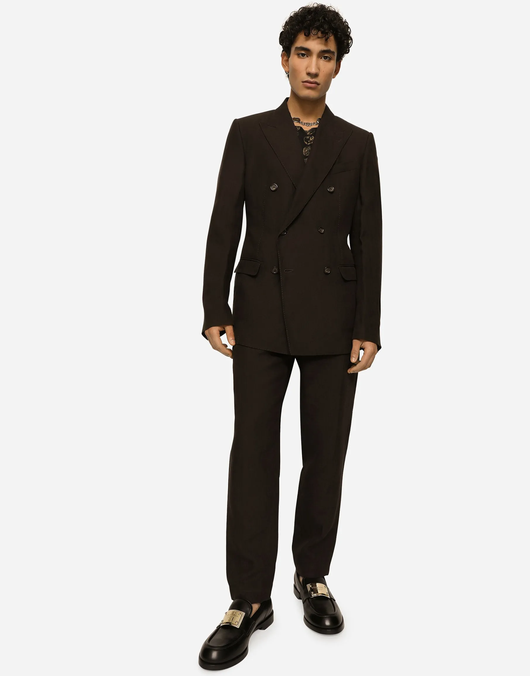 Linen pants with logo label