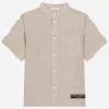 Linen shirt with branded tag