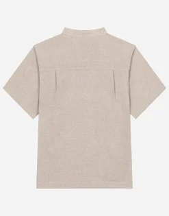 Linen shirt with branded tag