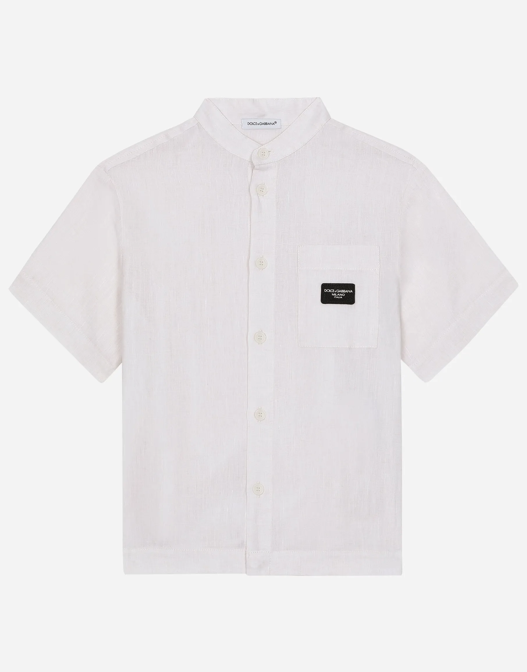 Linen shirt with logo tag