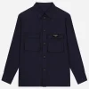Linen shirt with logo tag