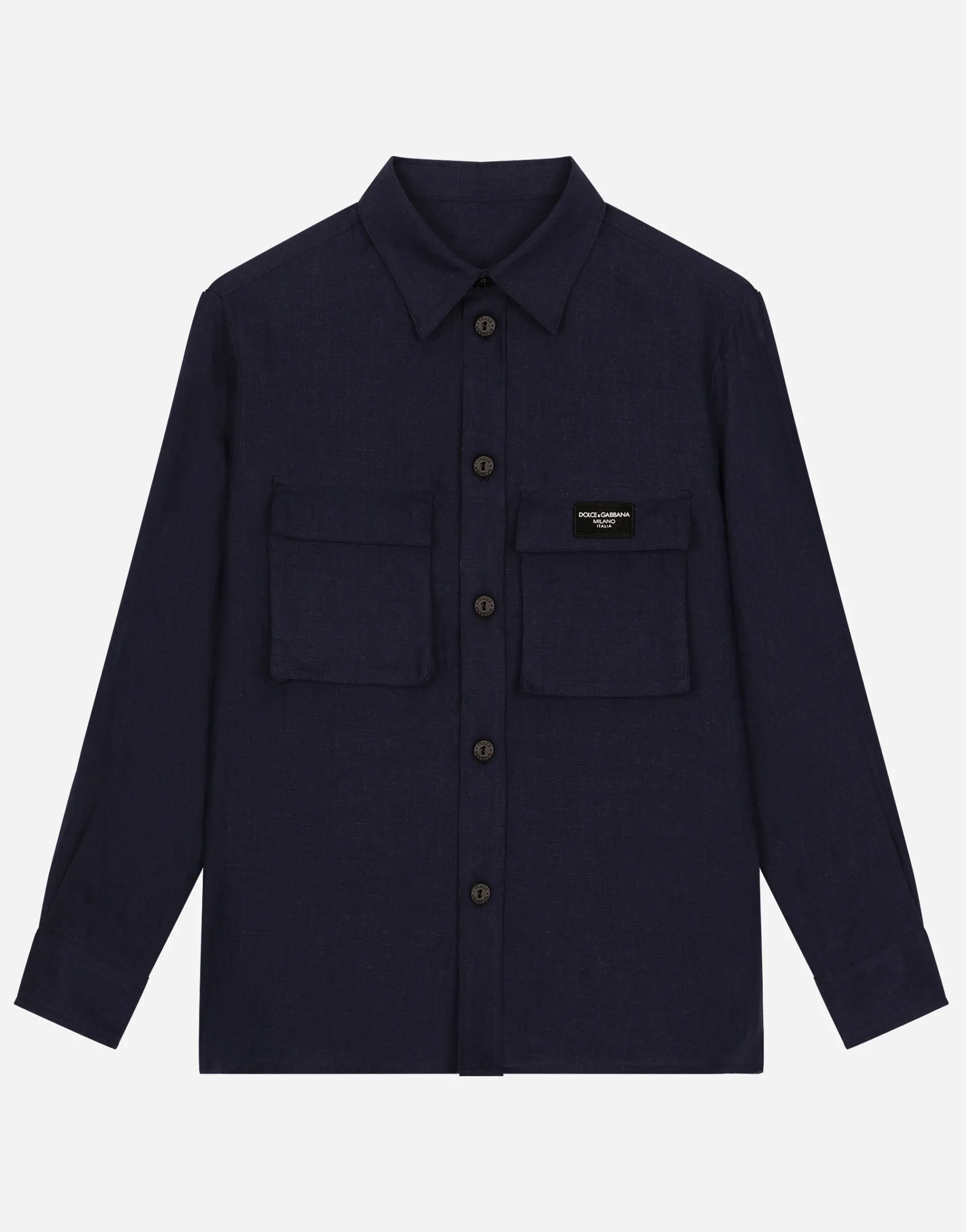Linen shirt with logo tag
