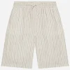 Linen shorts with branded label