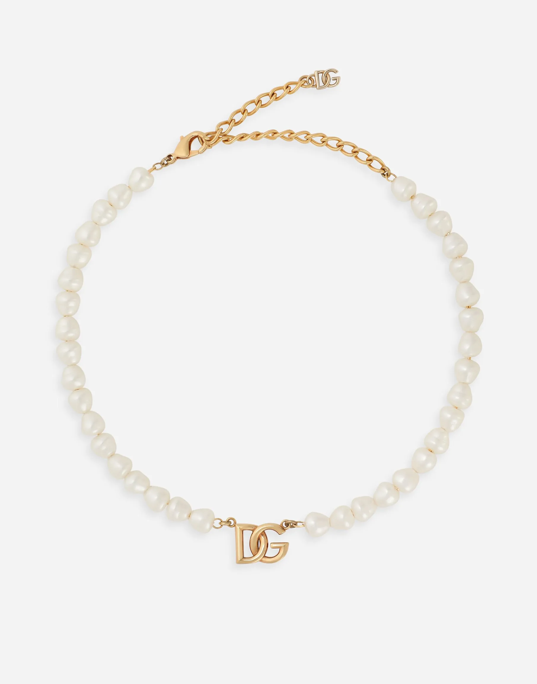 Link necklace with pearls and DG logo