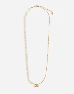 Link necklace with pearls and DG logo