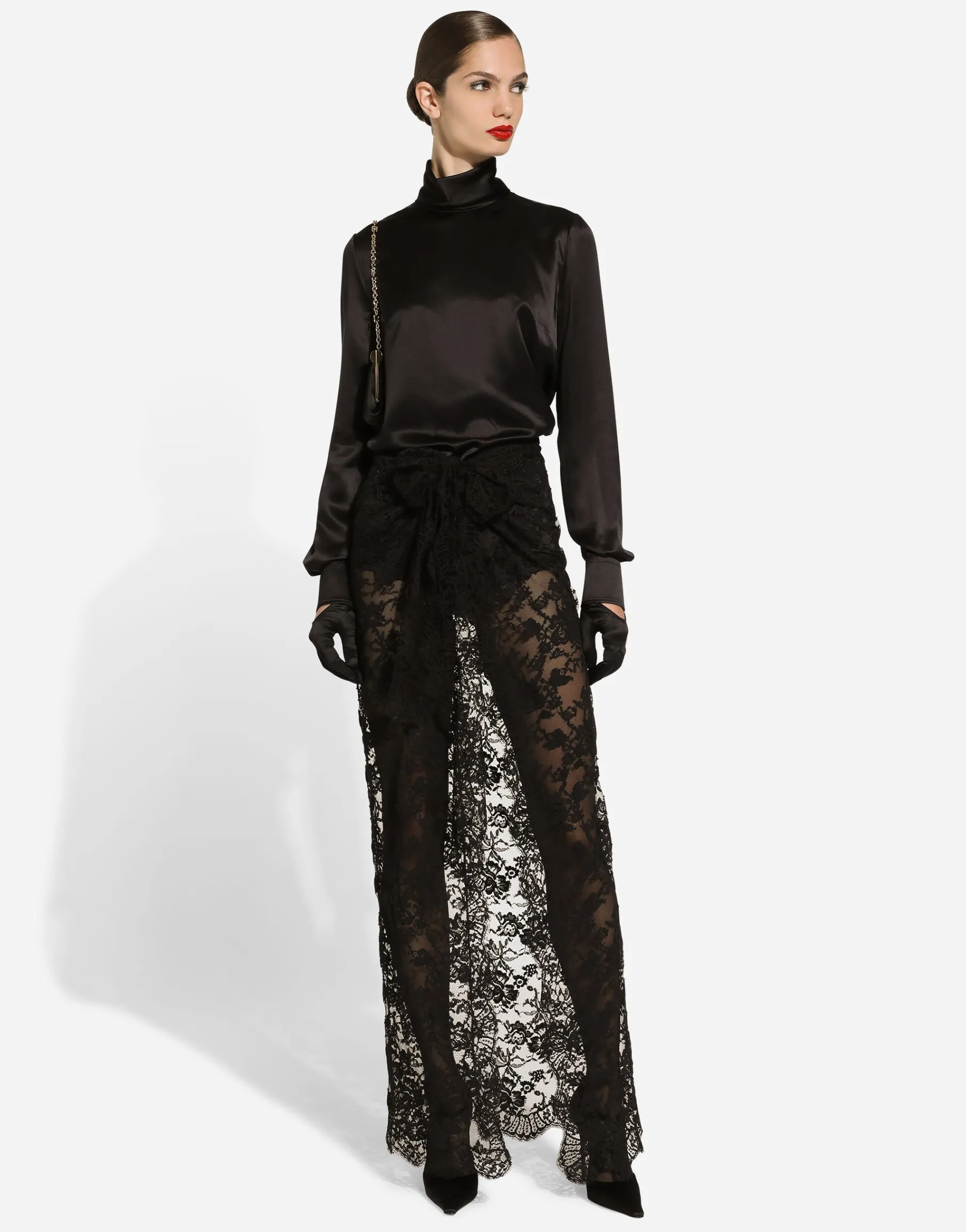 Long Chantilly lace skirt