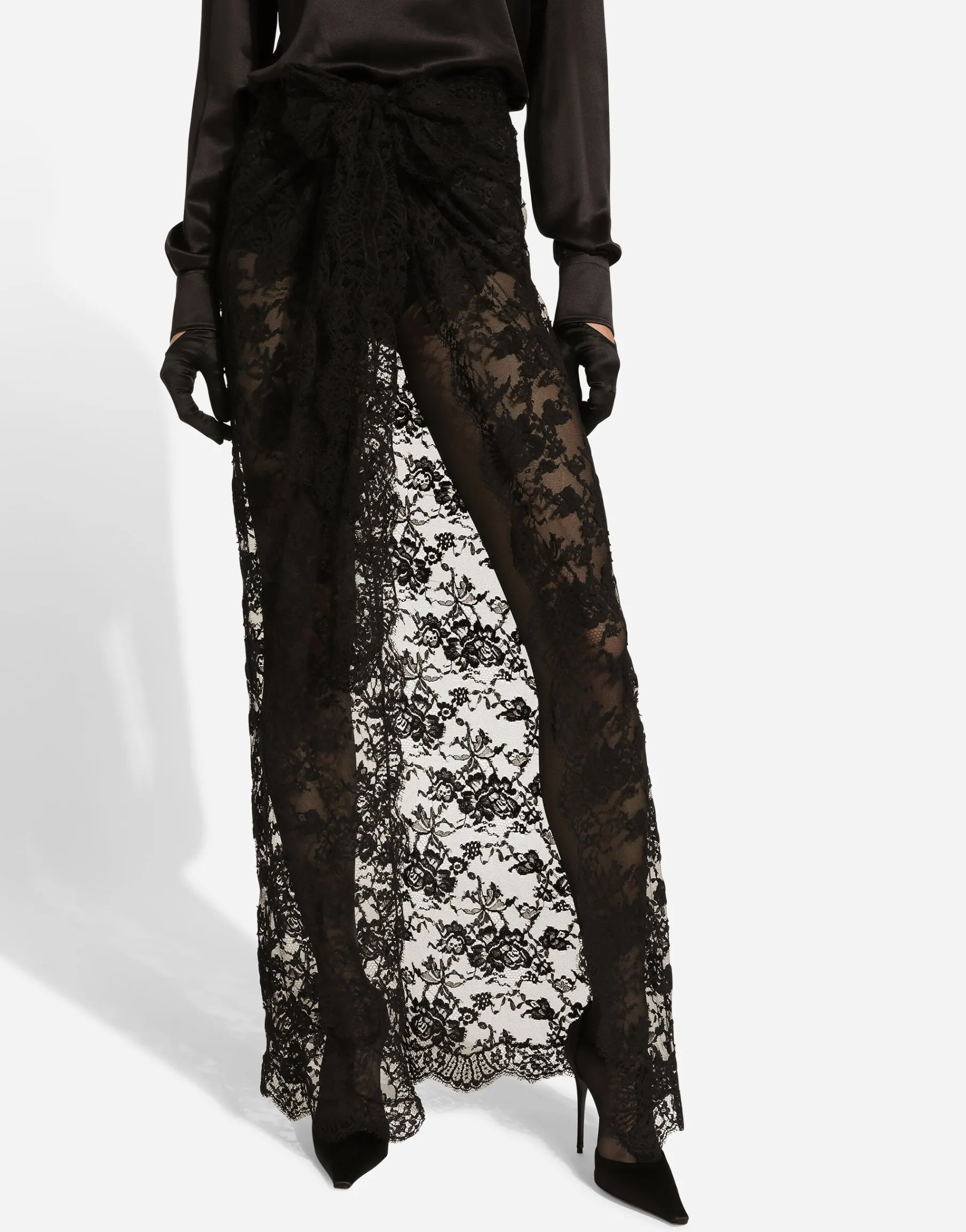 Long Chantilly lace skirt