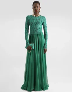 Long chiffon and lace dress