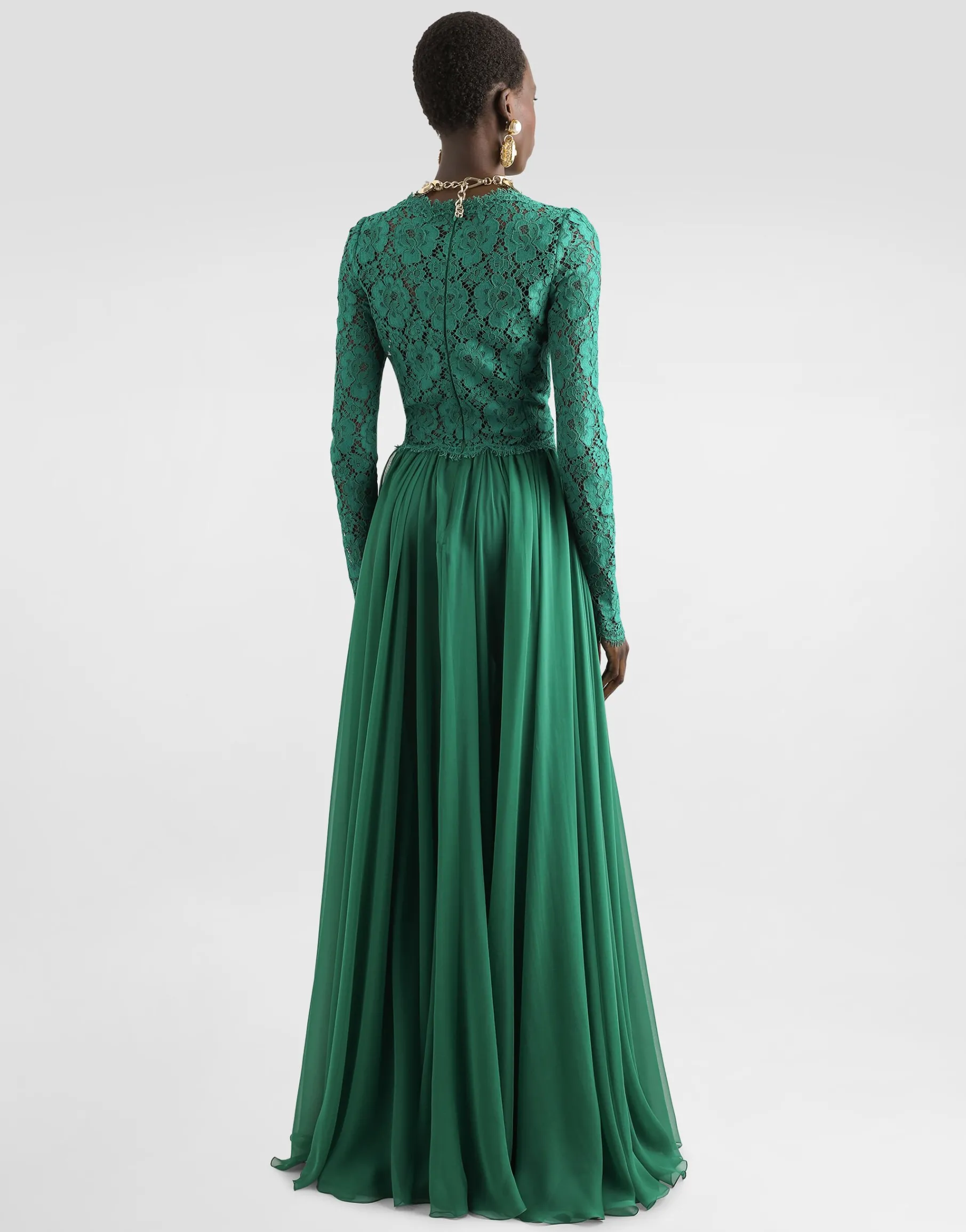 Long chiffon and lace dress
