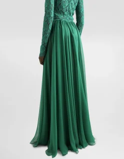 Long chiffon and lace dress