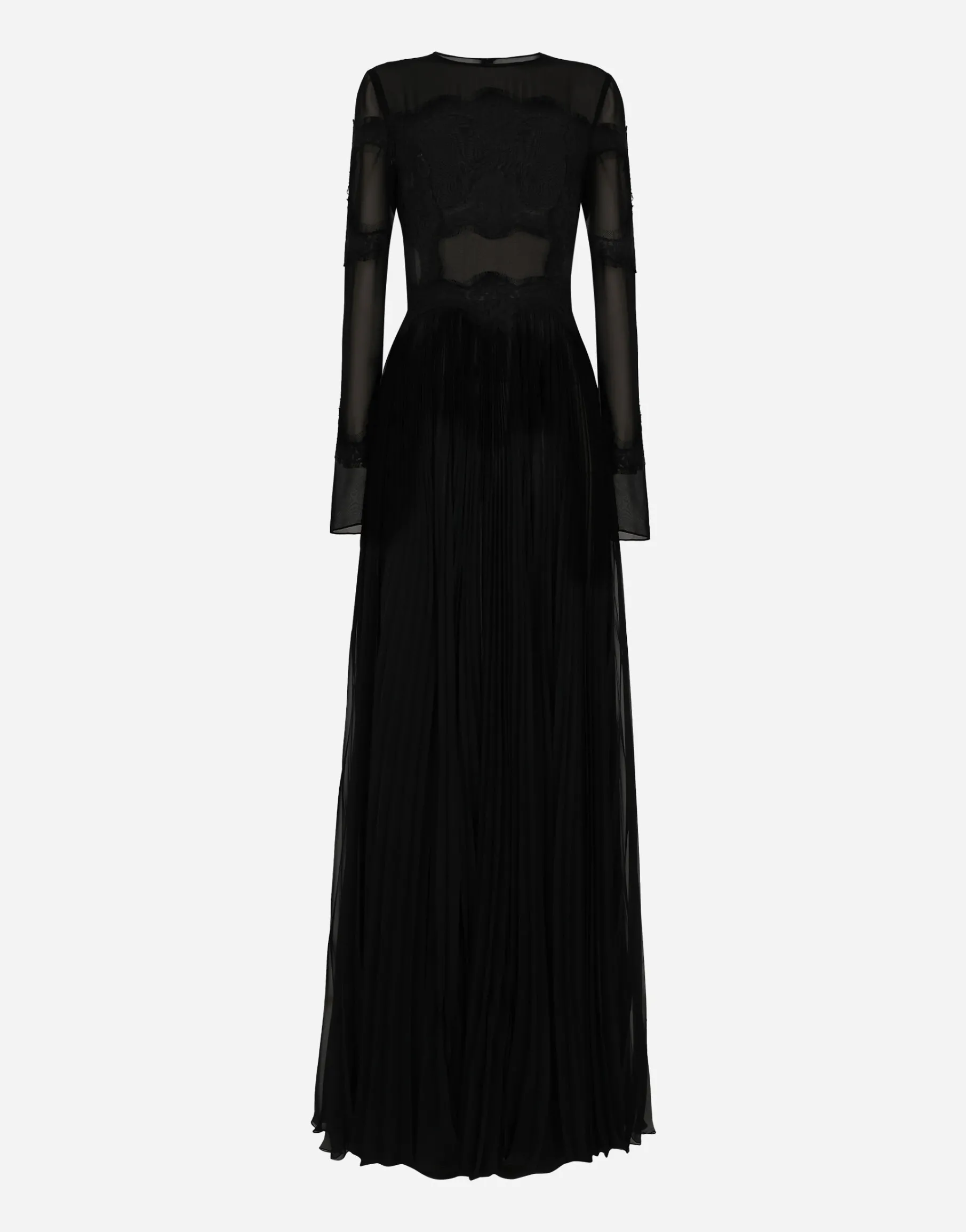 Long chiffon dress with lace details