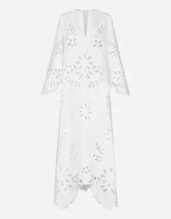 Long cotton caftan with cut-out detailing