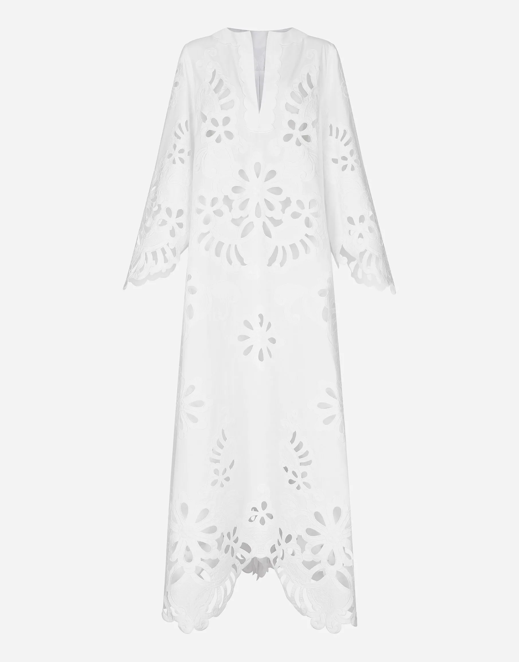 Long cotton caftan with cut-out detailing