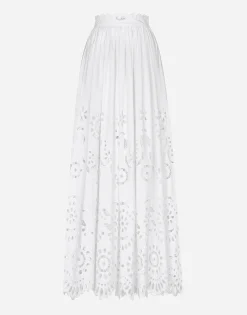 Long cotton circle skirt with cut-out detailing