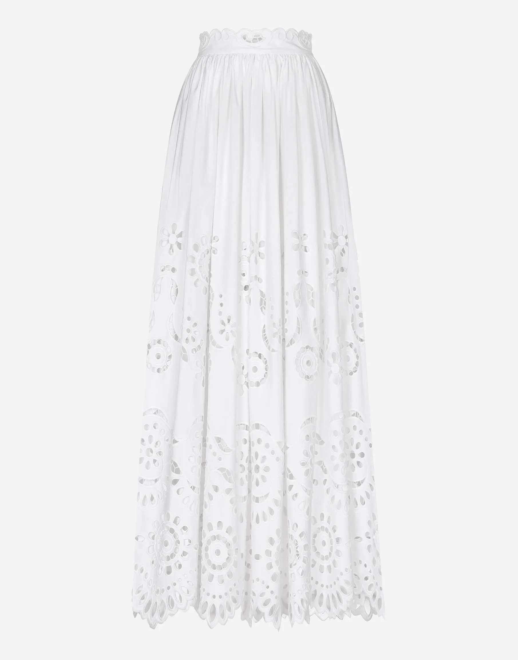 Long cotton circle skirt with cut-out detailing