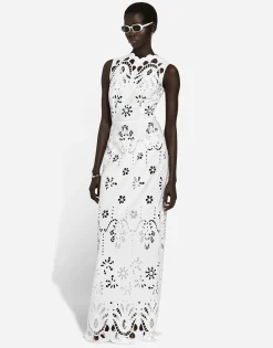 Long cotton dress with cut-out detailing