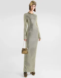 Long crystal mesh dress