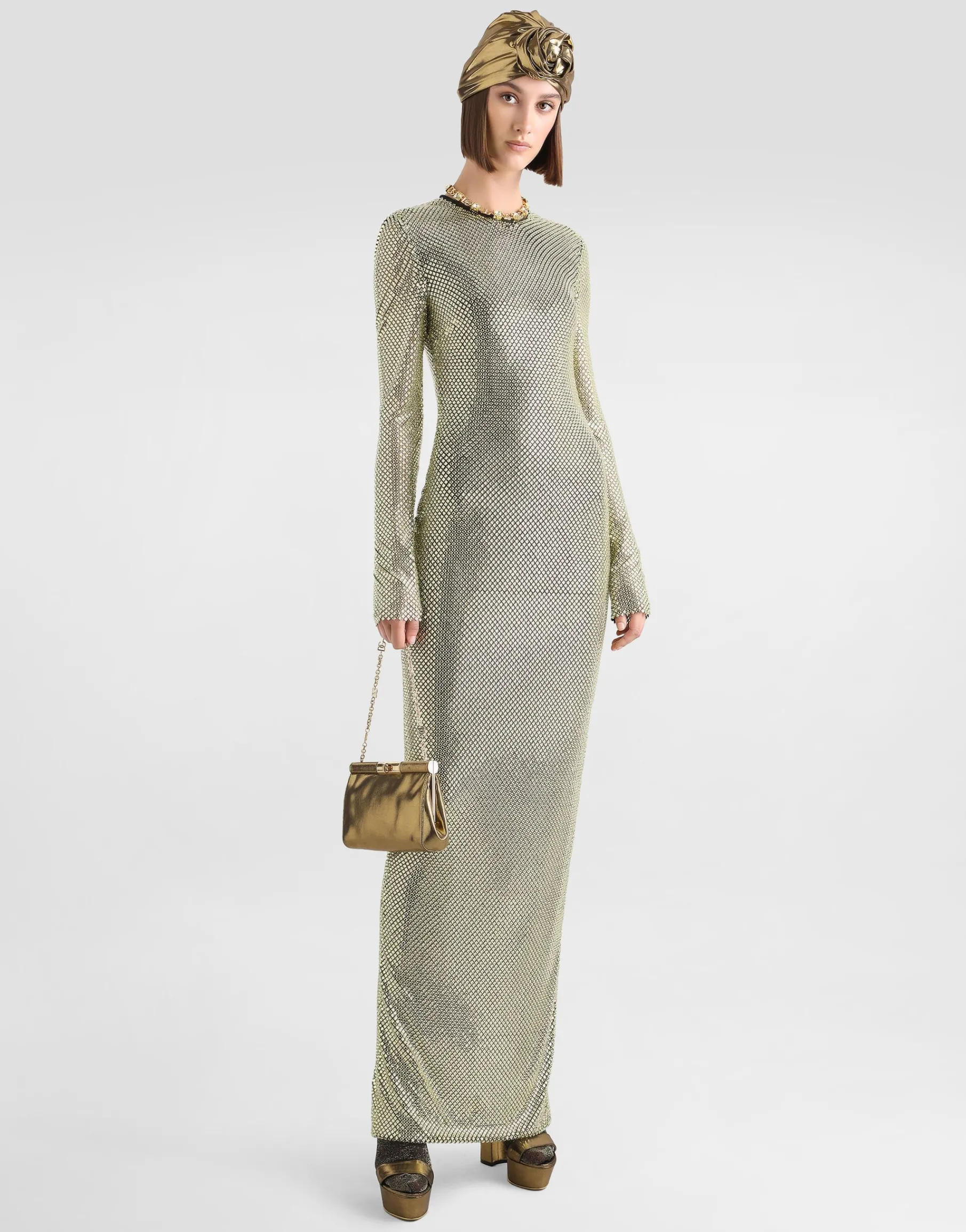 Long crystal mesh dress