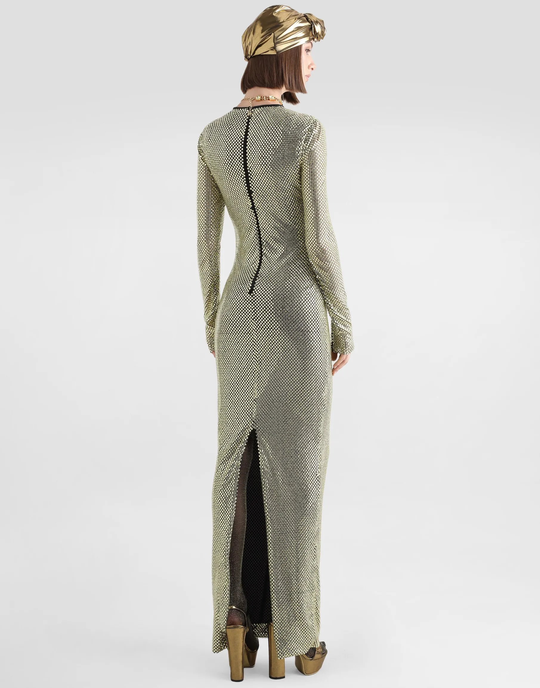 Long crystal mesh dress