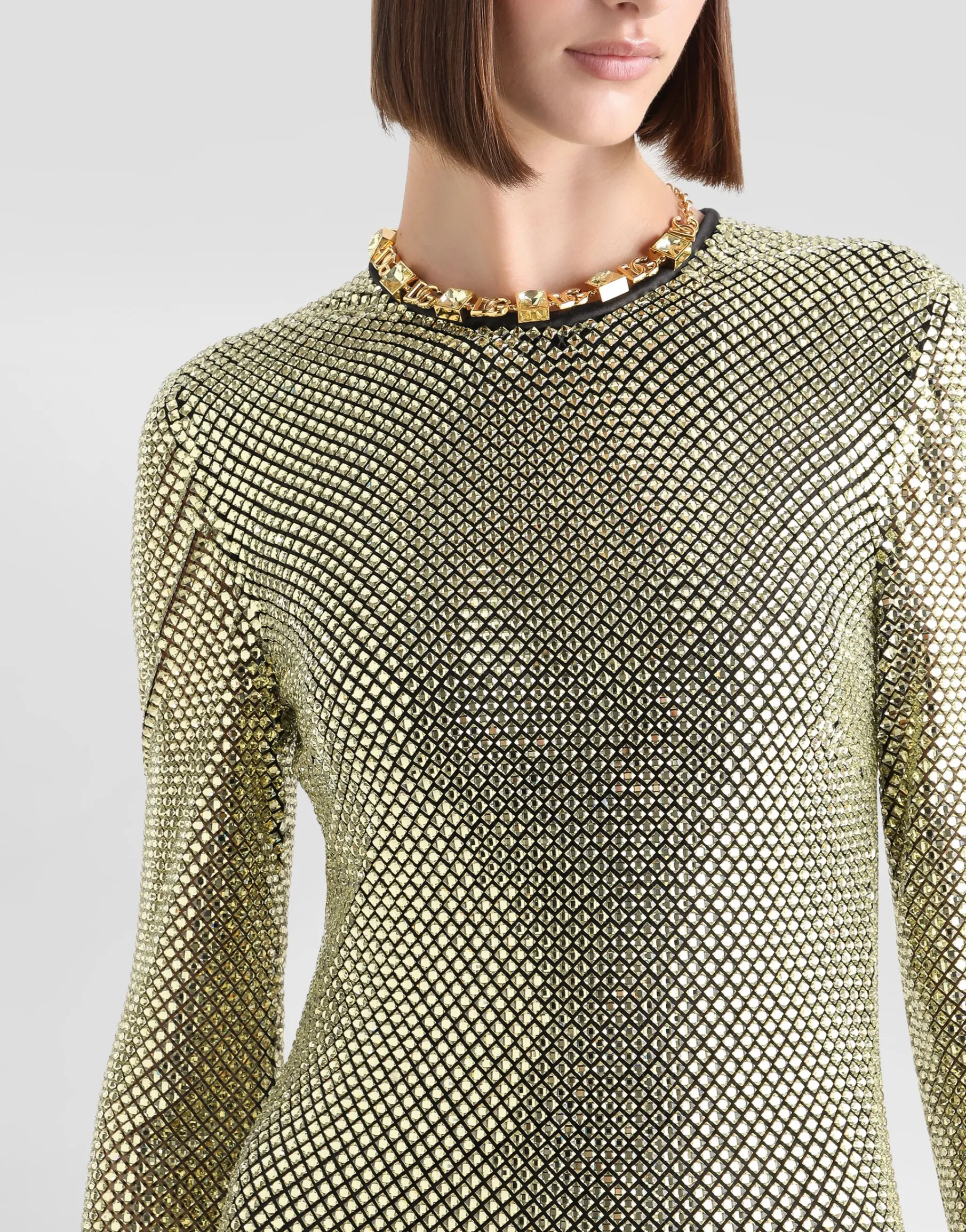 Long crystal mesh dress