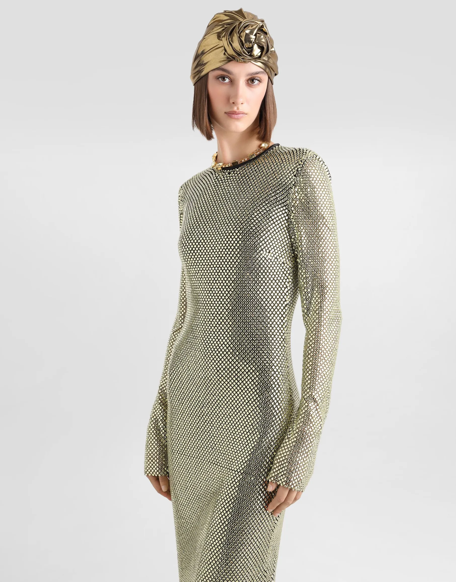 Long crystal mesh dress