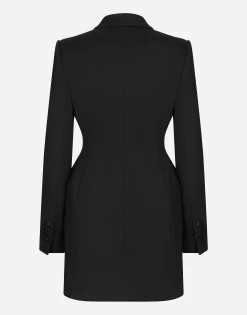 Long double-breasted Dolce tuxedo jacket in stretch wool