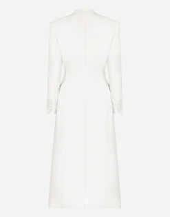 Long double-breasted wool cady coat