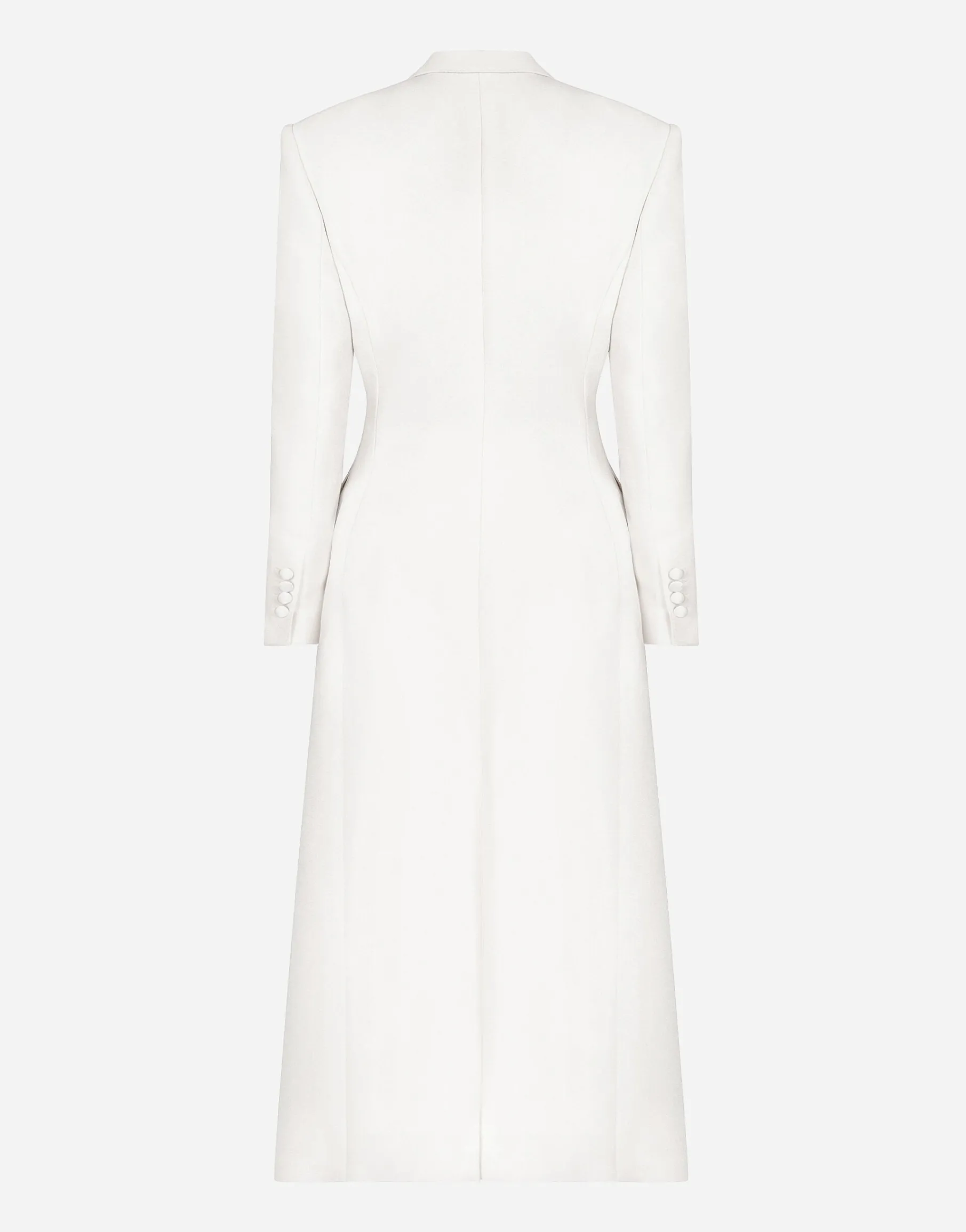 Long double-breasted wool cady coat