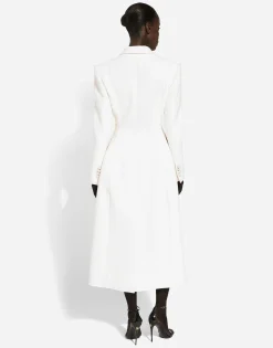 Long double-breasted wool cady coat