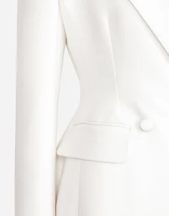 Long double-breasted wool cady coat