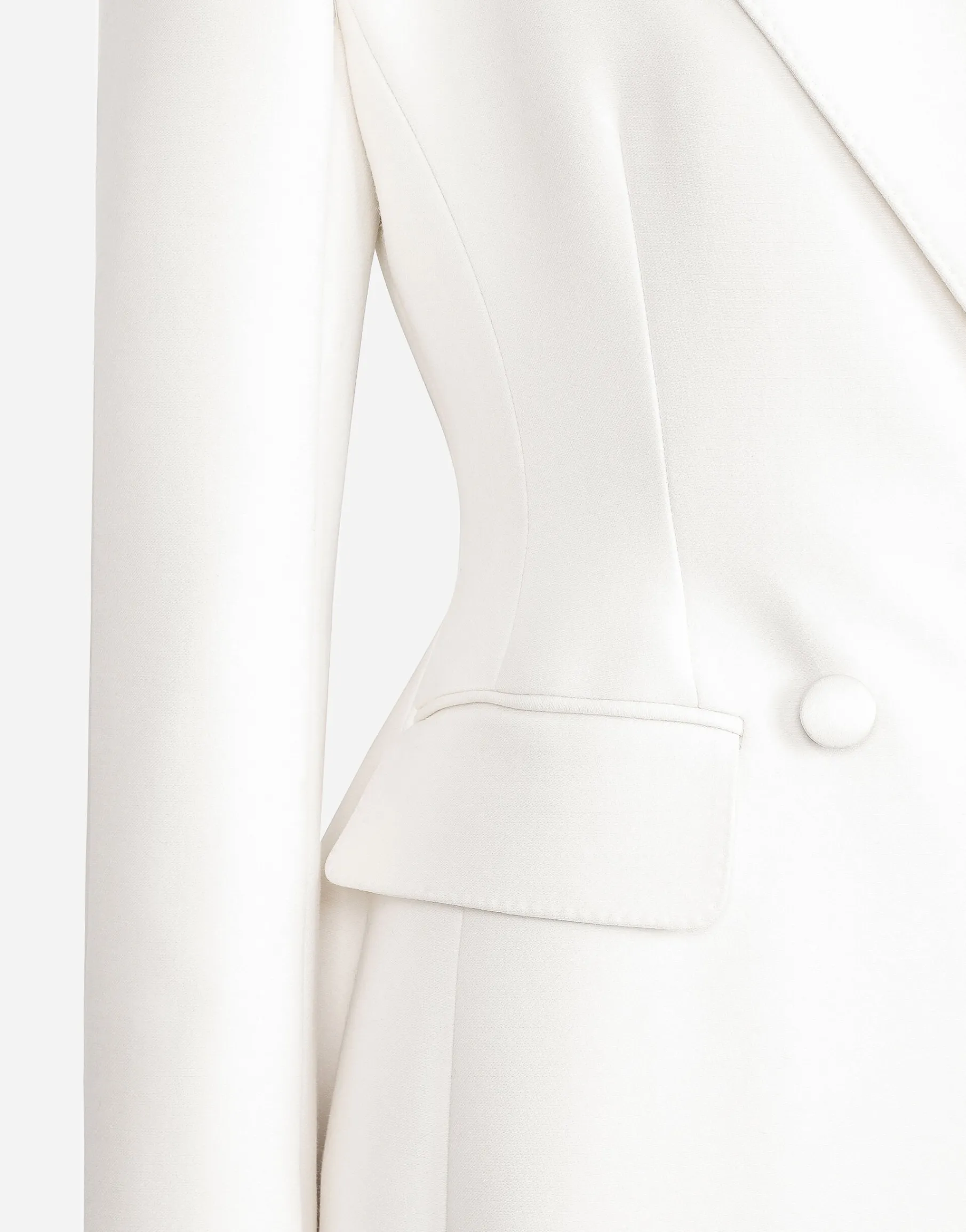Long double-breasted wool cady coat
