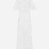 Long dress with openwork embroidery