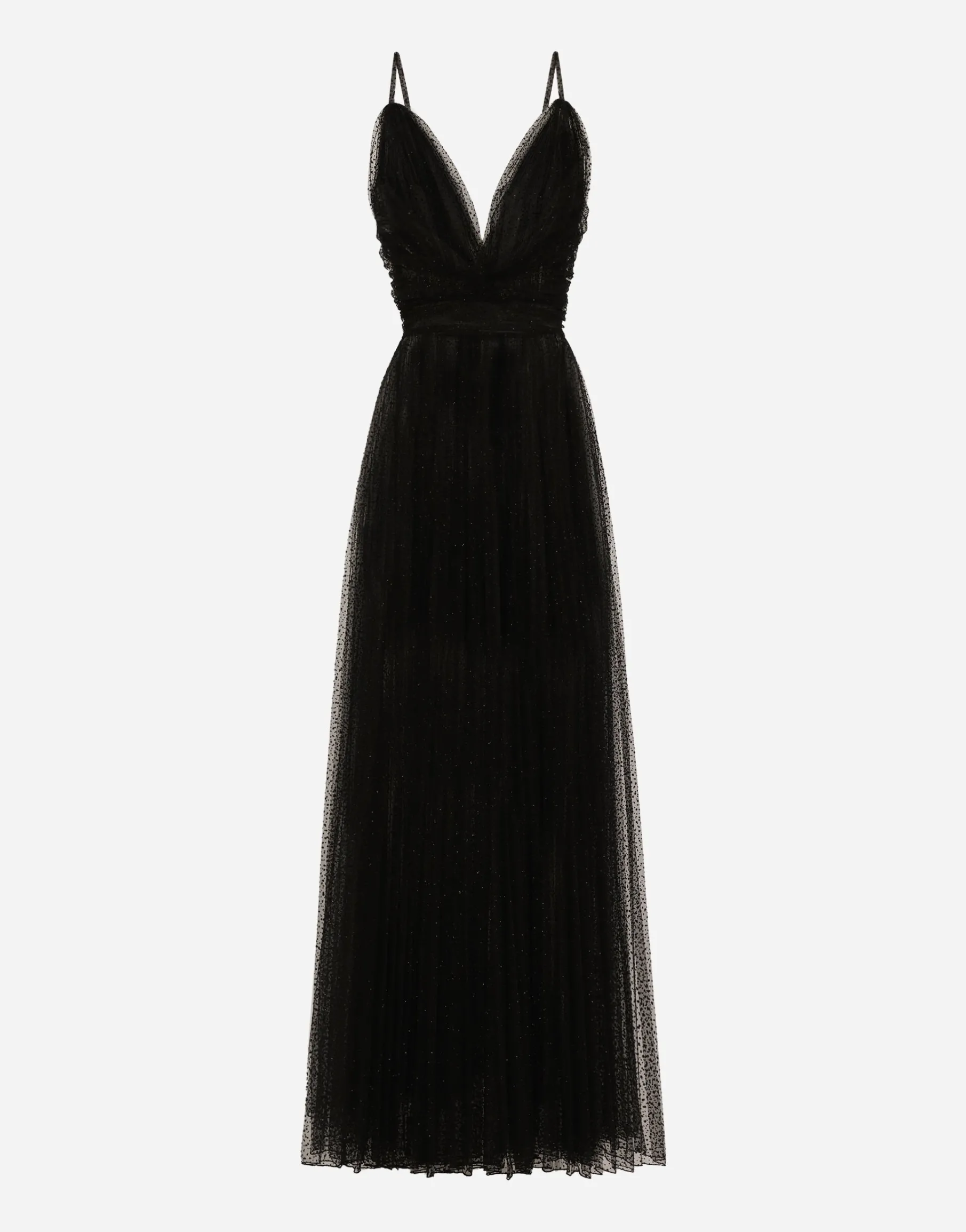 Long flocked lurex tulle dress
