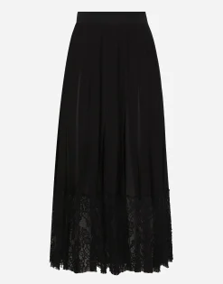 Long georgette skirt with lace edgings