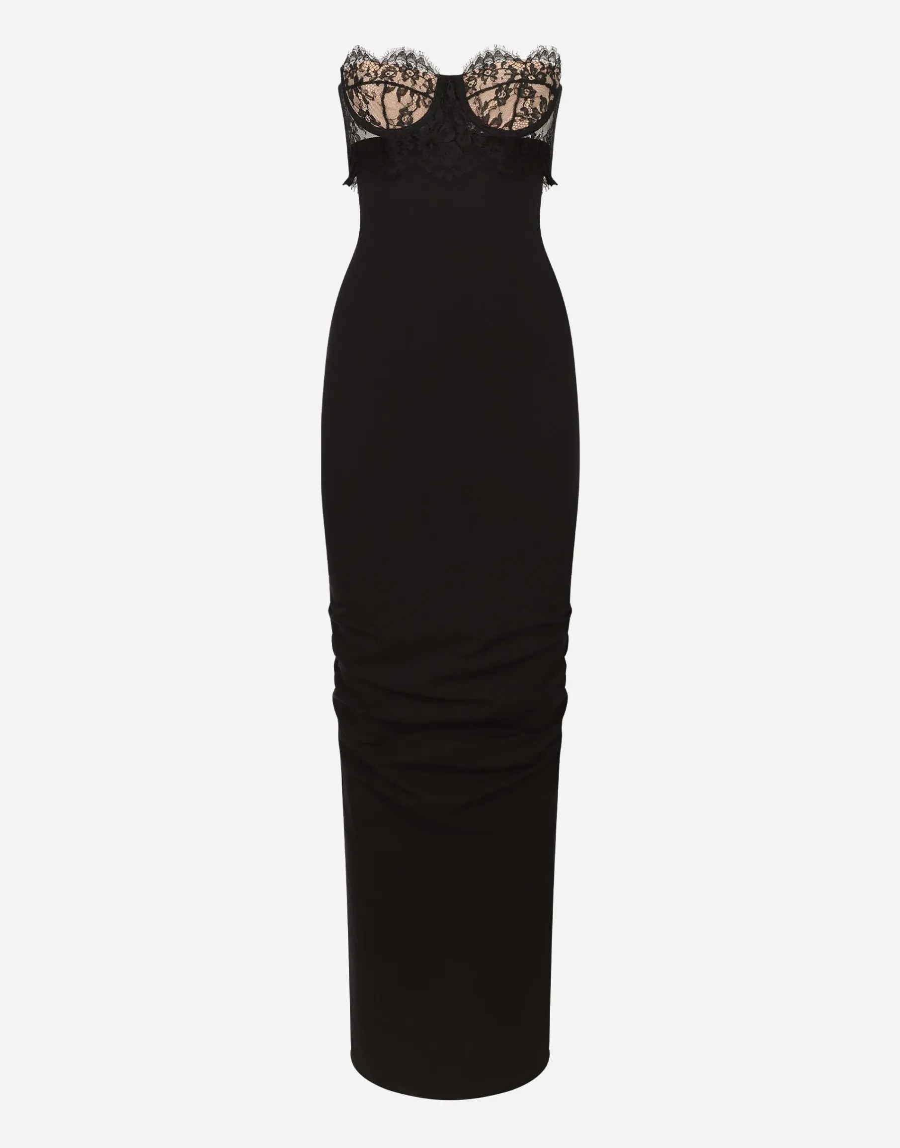 Long jersey Milano rib dress with corset