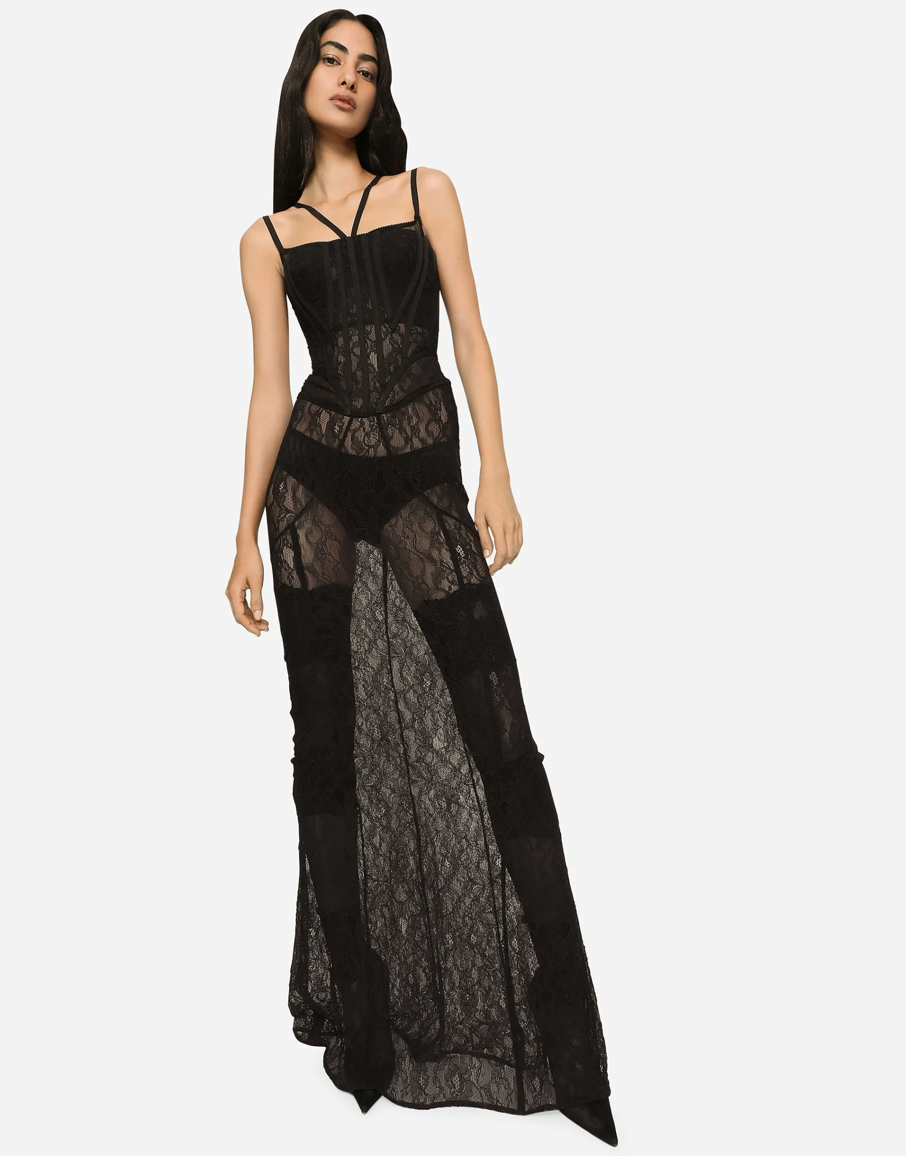 Long lace corset dress