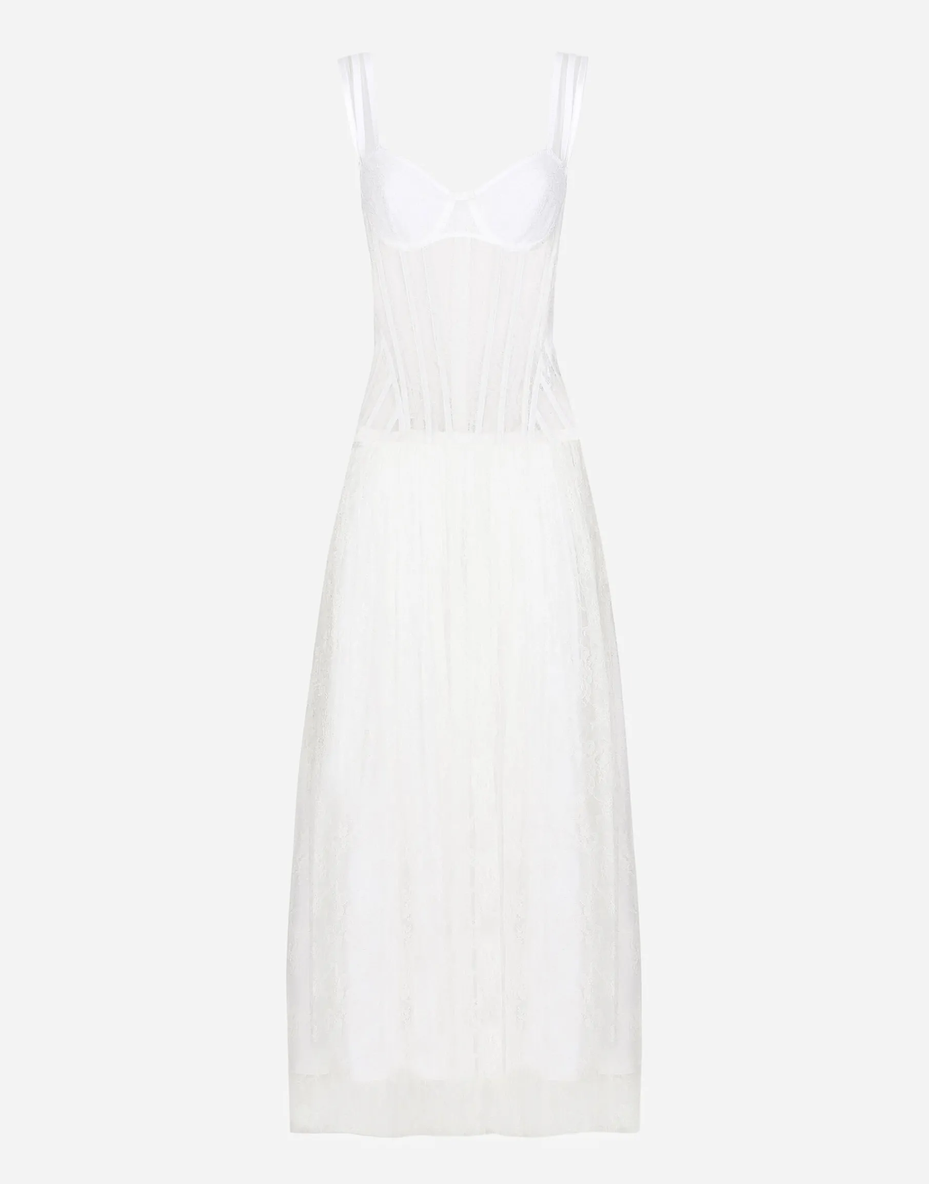 Long lace dress with corset detailing