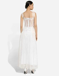 Long lace dress with corset detailing