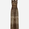 Long leopard-print chiffon dress