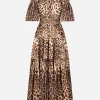 Long leopard-print poplin dress