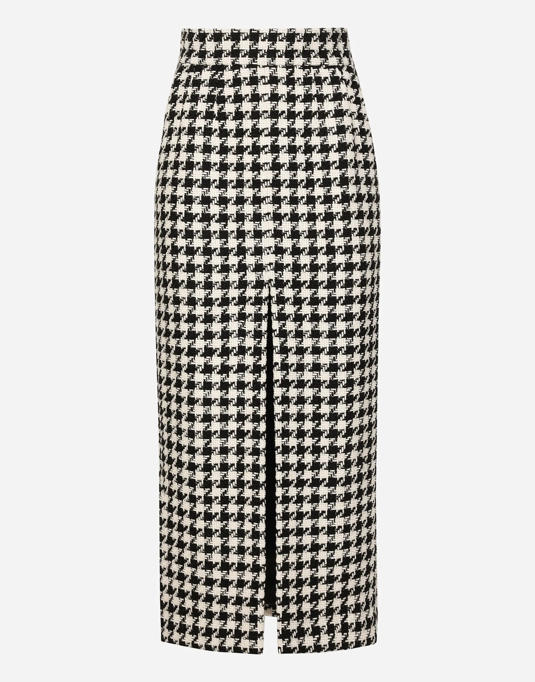 Long macro-houndstooth skirt
