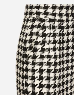 Long macro-houndstooth skirt